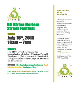 GO Africa Harlem Street Festival outside merchants 8-19-2016